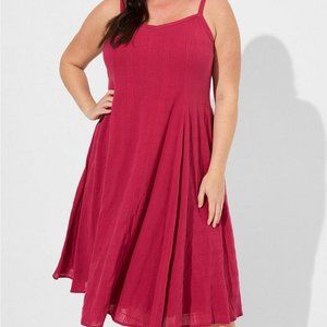 NWT - TORRID - Midi Textured Cotton Trapeze Dress